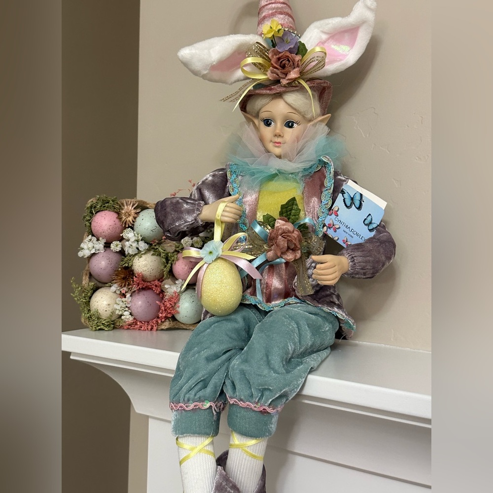 BRAND NWT CYNTHIA ROWLEY EASTER ELF PIXIE FAIRY SHELF SITTING LARGE DOLL